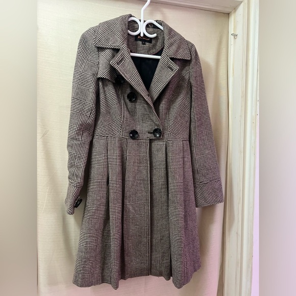 ⚫️ BOGO Ben Sherman Plaid Women's Wool Coat size small missing button - Picture 1 of 10
